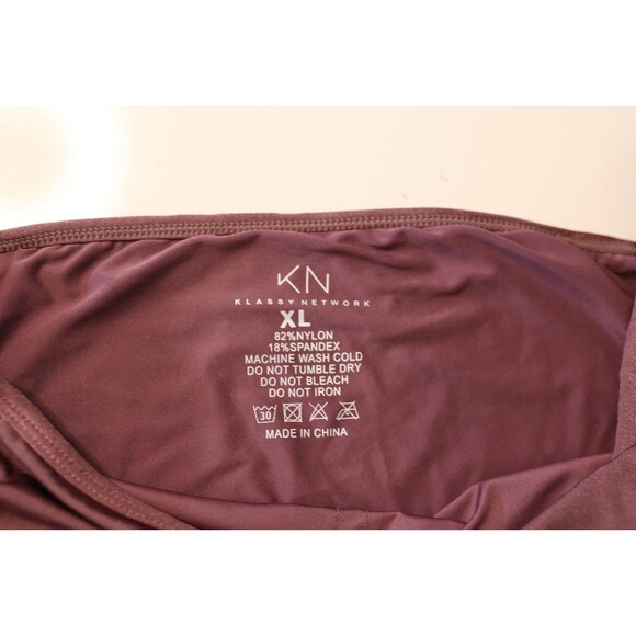 Klassy Network Off Shoulder Seamless Built in Bra Long Sleeve Mauve Top XL - Picture 3 of 8